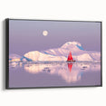 Black and white landscape art painting of Greenland on framed canvas, ideal for bedroom wall decor.