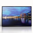 Large abstract wall art depicting a scenic European landscape in Ireland, framed in black acrylic.