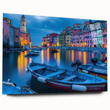 Acrylic print of Cinque Terre with vivid coastal colors, ideal for bedroom or dining room art.