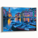 Framed canvas of Cinque Terre landscape in vibrant colors, ideal for adding a vintage touch to any room.