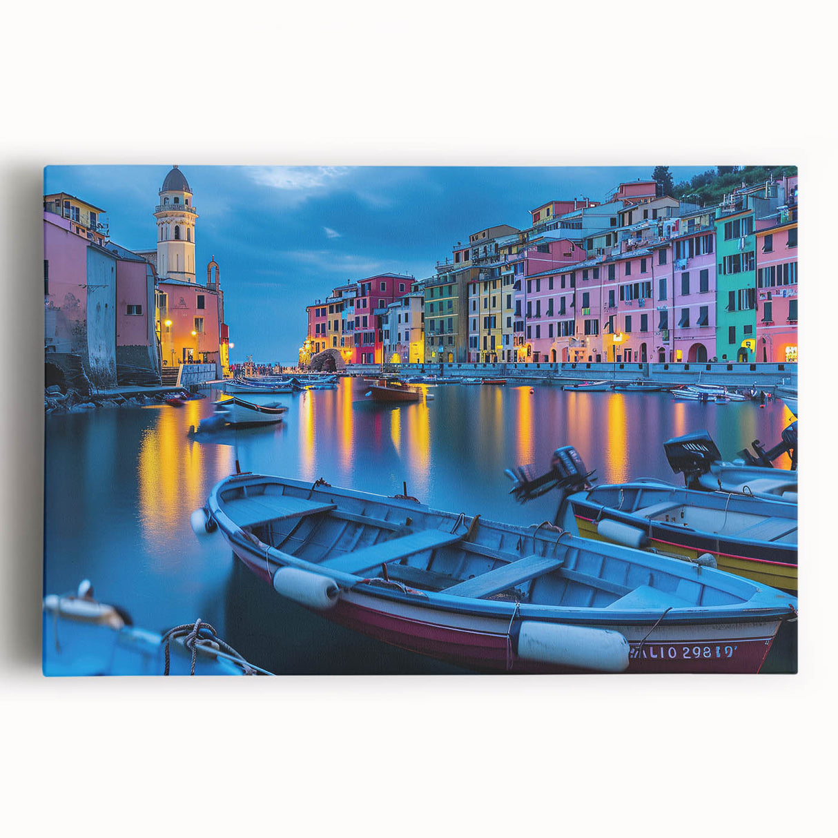 Black and white stretched canvas of Cinque Terre scenery, ideal for kitchen wall art or bedroom ambiance.