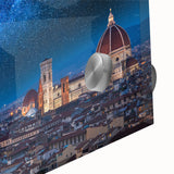 Acrylic print of Florence scenery in muted earth tones, ideal for dining room art in a mid-century modernist style.