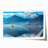 Extra large rolled print of Lake Como with vibrant floral accents, ideal for art wall dining room or classy bathroom.