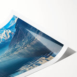Extra large wall art featuring line art flowers and a serene Lake Como view, in soft pastel shades on a rolled print.