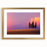 Abstract art print of a Tuscan landscape in muted earth tones on a framed canvas, ideal for dining room decor.