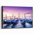 Black and white wall art of Venice landscape on framed canvas, ideal for bedroom decor.