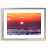 Textured abstract art print of a European Lithuanian scenery in muted tones, framed with a silver mat.