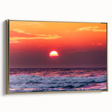 Framed canvas featuring a vintage-style landscape painting of a Lithuanian scenery, ideal for bedroom wall art.