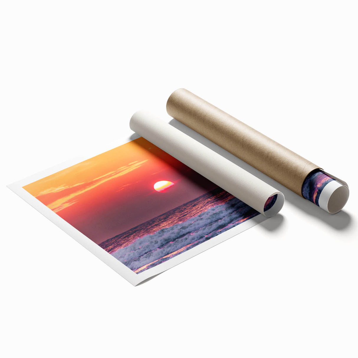 Extra large rolled print of a Lithuanian scenery with vibrant floral elements, ideal for classy bathroom wall art.