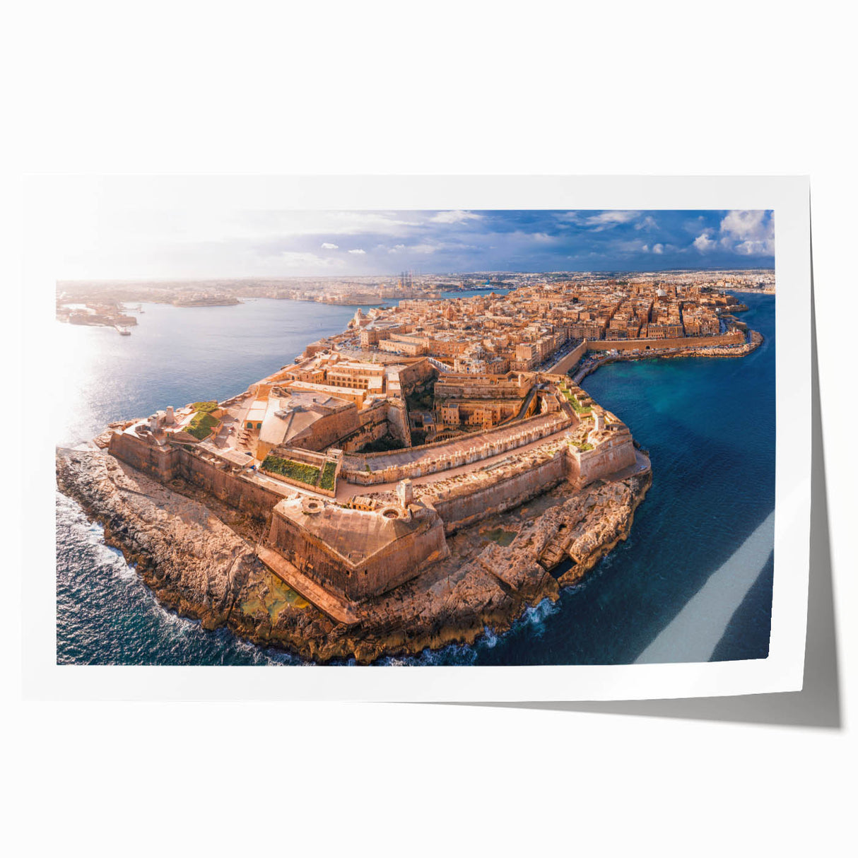 Rolled print of a European Malta scenery in muted earth tones, ideal for art wall dining room.