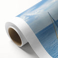Art deco poster of the Mediterranean Sea, in muted blue and white tones on rolled canvas, ideal for nursery wall art.