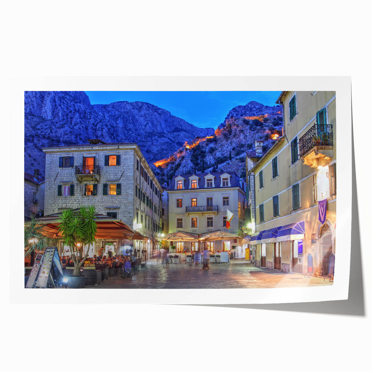 Extra large rolled print of a Montenegro landscape with vibrant green and blue tones, ideal for art wall dining room.