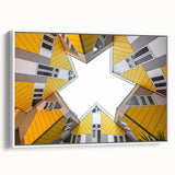 Vintage poster art of a European scenery, featuring colorful accents on a large framed canvas, ideal for living room decor.