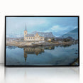 Large abstract wall art of a Norwegian landscape in muted earth tones on a framed acrylic.