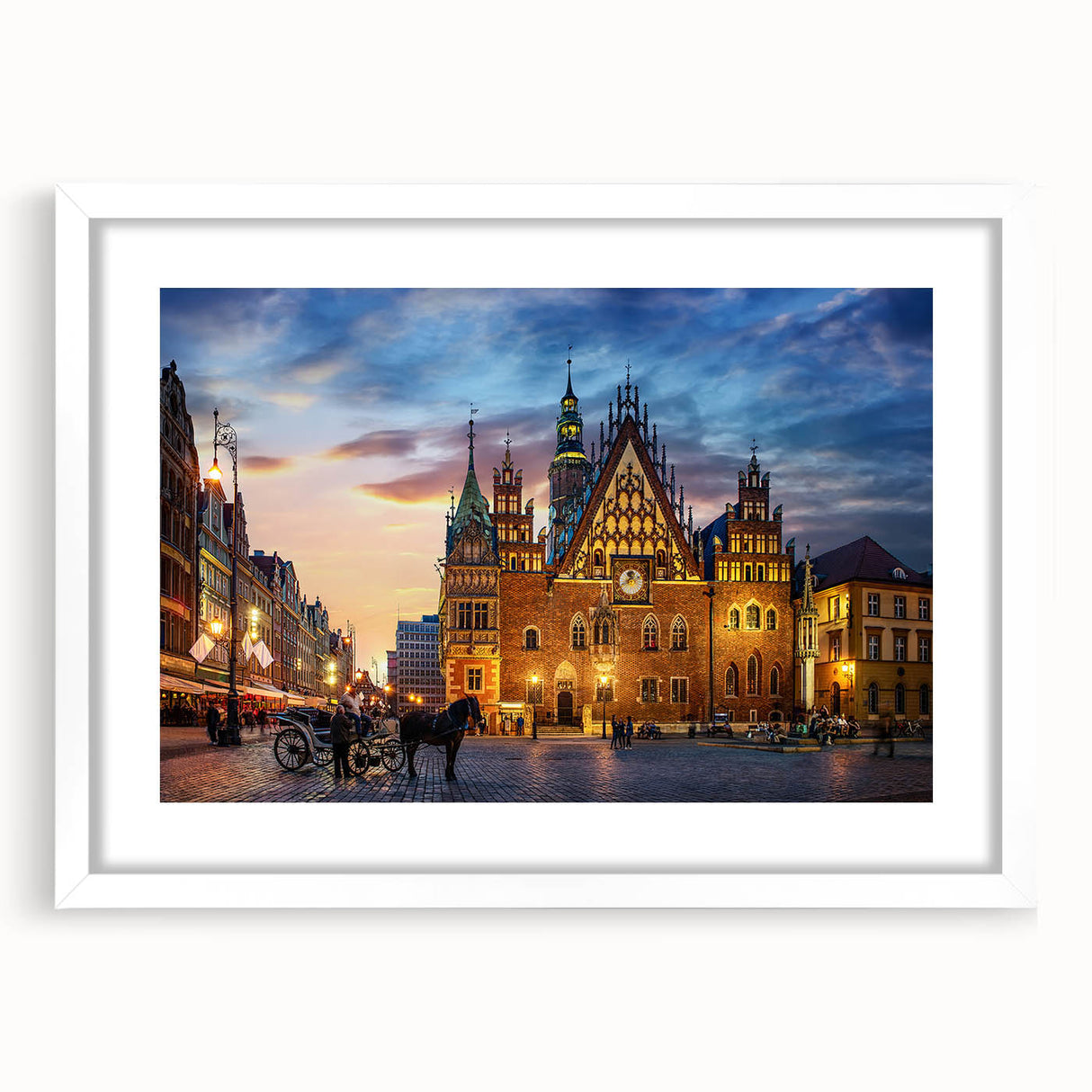 Textured art depicting an abstract European scenery in muted earth tones, framed with a white mat, ideal for bedroom decor.