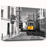 Acrylic print of Lisbon scenery with soft pastel shades, ideal for dining room decor.