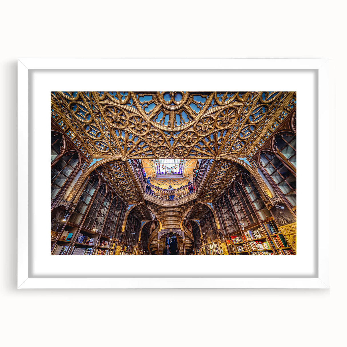Textured art print of Porto's cityscape in muted blue and white tones on a framed canvas, ideal for bedroom decor.
