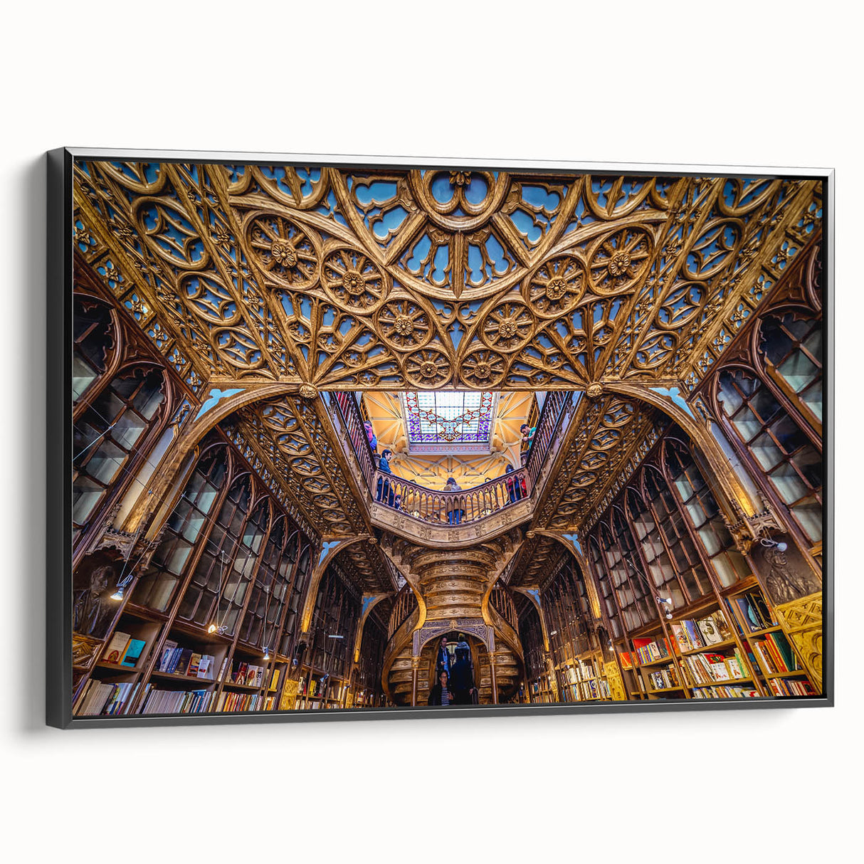 Black and white landscape art painting of Porto, Portugal on framed canvas, ideal for bedroom wall decor.