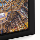 Extra large framed canvas of Porto, Portugal scenery in black with colorful, textured elements, ideal for living room decor.