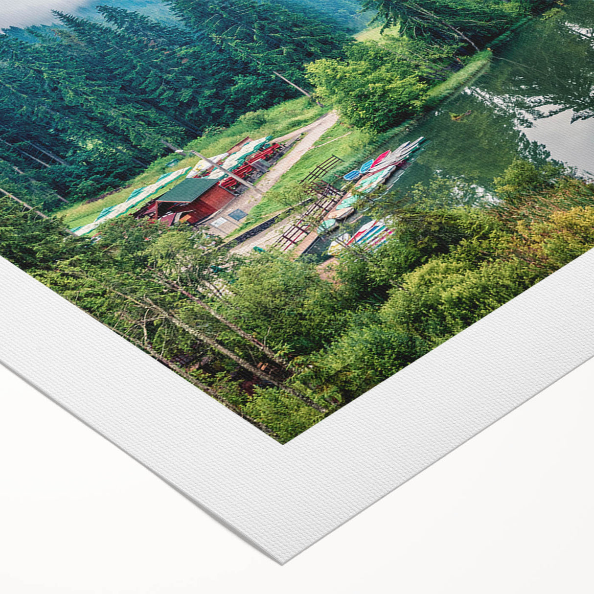 Art deco poster of a Romanian landscape in muted earth tones on rolled canvas, suitable for dining room decor.