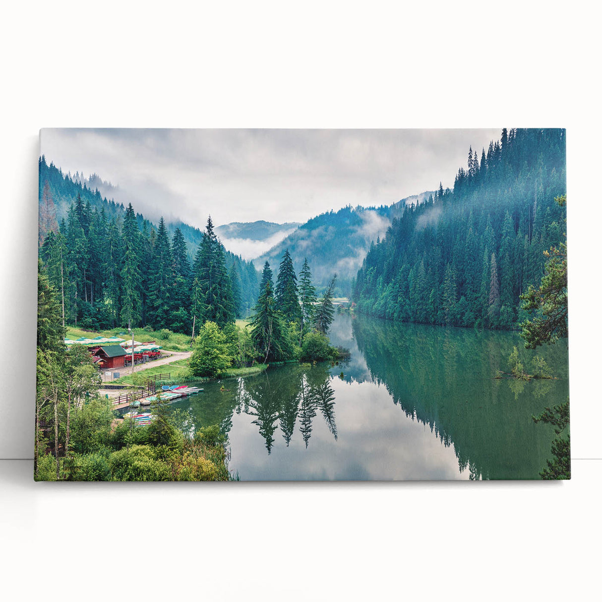 Black and white photograph of a European cityscape on large stretched canvas, ideal for kitchen wall art.