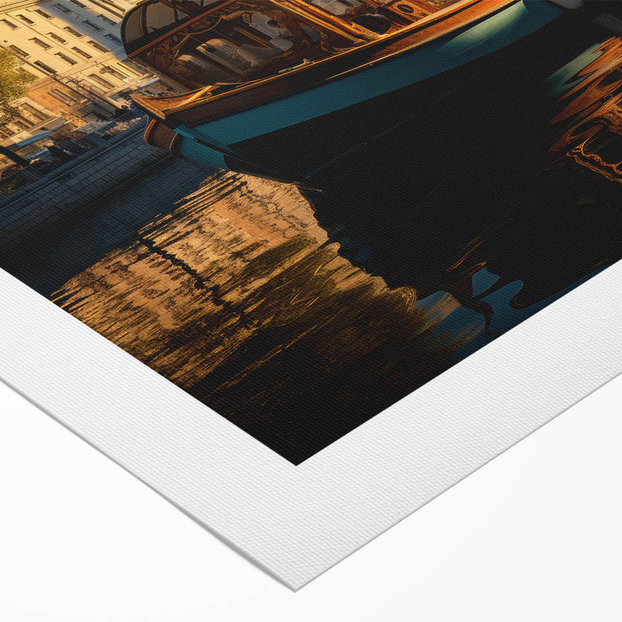 Art deco poster of St. Petersburg scenery in muted blue and gray tones on rolled canvas, suitable for dining room wall art.