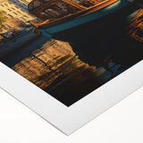 Art deco poster of St. Petersburg scenery in muted blue and gray tones on rolled canvas, suitable for dining room wall art.