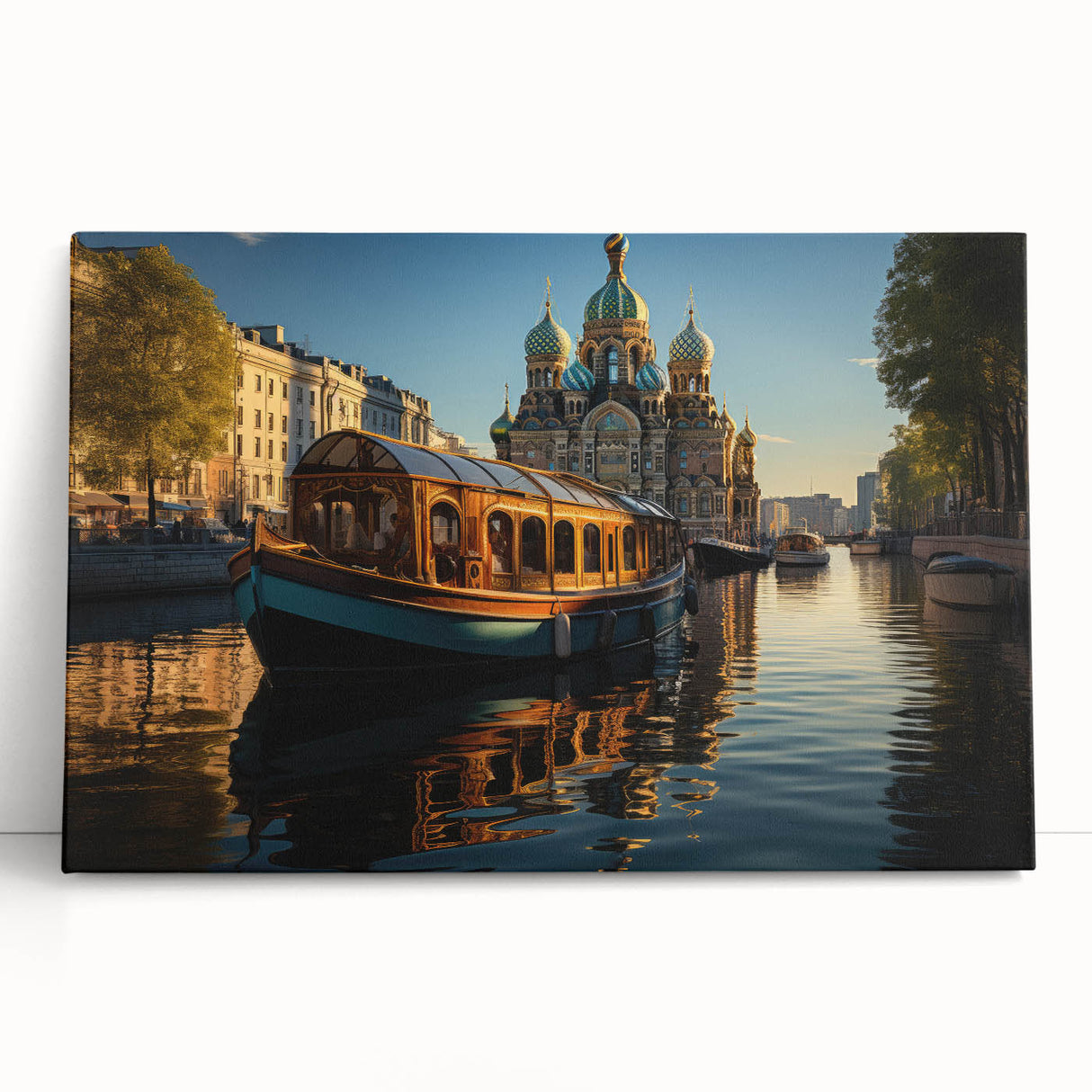 Black and white stretched canvas of St. Petersburg scenery, ideal for kitchen wall art.