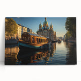 Black and white stretched canvas of St. Petersburg scenery, ideal for kitchen wall art.