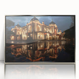 Mid-century modernist acrylic print of Sochi landscape in silver frame, ideal for modern art wall decor.