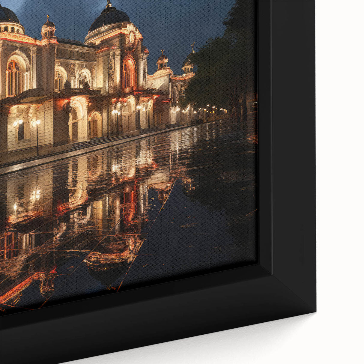 Black wall art featuring a textured close-up of Sochi scenery on a framed canvas, with colorful art elements.