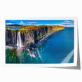 European Scottish landscape rolled print featuring muted green and blue tones, ideal for art wall dining room.