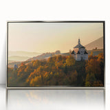 Large art print of a Slovakian landscape in muted earth tones on a framed acrylic, ideal for modern art wall decor.