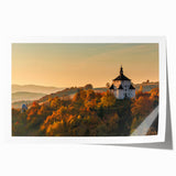 Rolled print of a European Slovakian landscape with muted earth tones, ideal for art wall dining room.