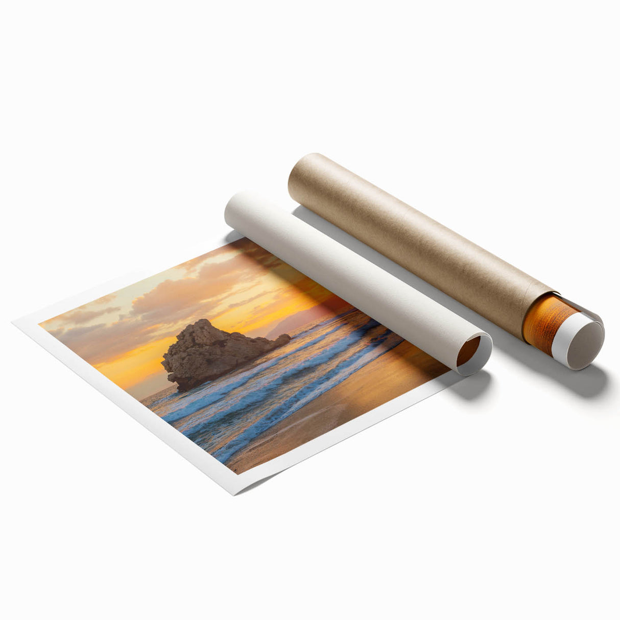 Extra large rolled print featuring a floral scene in Andalucia, Spain, in soft pastel colors.