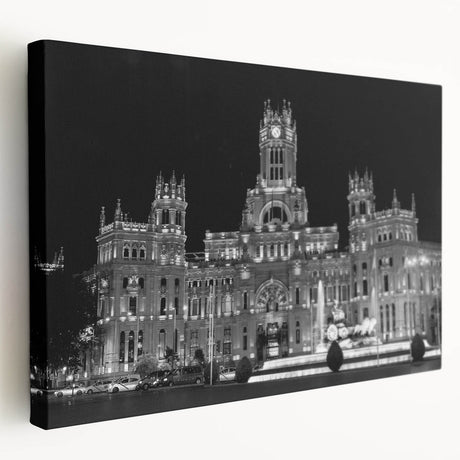 Large canvas print of Madrid cityscape with muted earth tones, ideal for kitchen wall art.