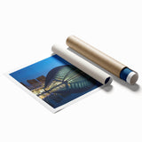Extra large rolled print depicting a serene Valencia scenery with soft floral elements, ideal for classy bathroom wall art.