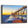 Black and white framed canvas of Stockholm landscape, featuring vintage poster art style, ideal for bedroom wall decor.