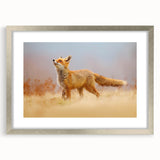 Textured abstract art print depicting a serene Swedish landscape in muted earth tones, framed in silver.