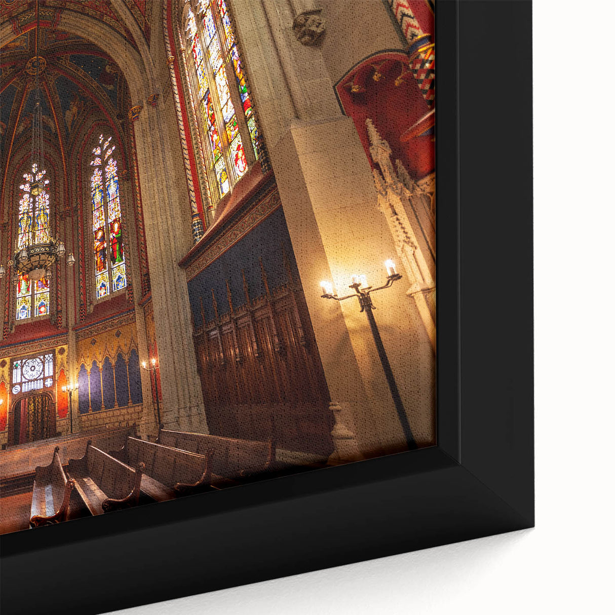 Extra large framed canvas featuring a textured depiction of Geneva with a black and colorful art palette.