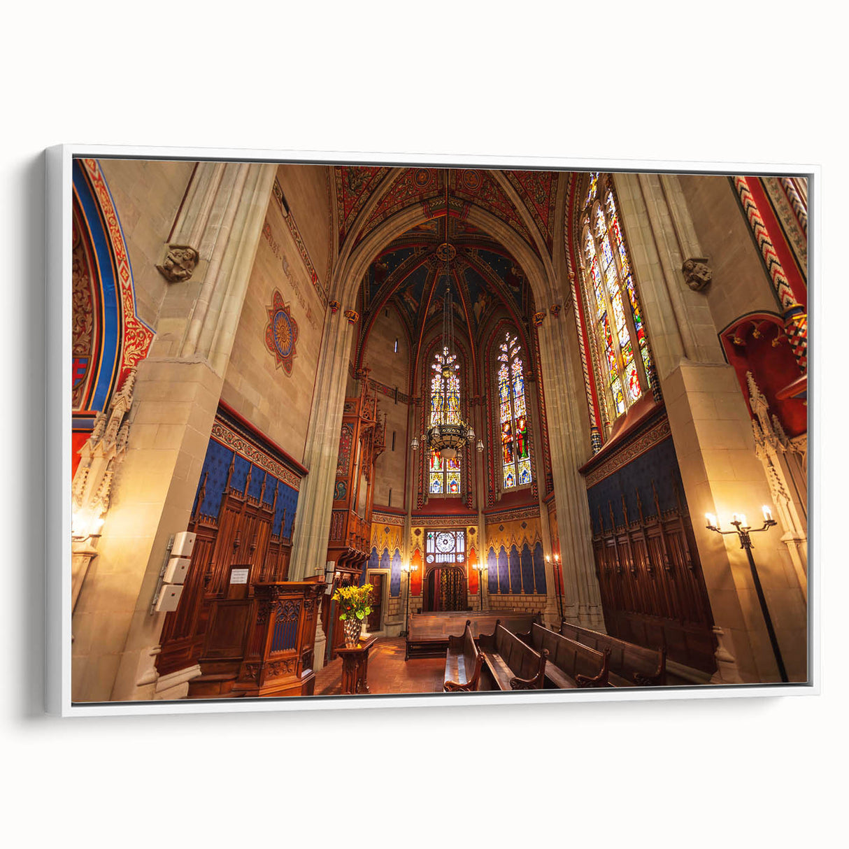 Vintage poster art of Geneva scenery with colorful palette on extra large framed canvas, suitable for living room decor.