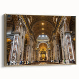 Framed canvas depicting a vintage-style landscape of the Vatican in muted gold and black tones, ideal for bedroom wall art.