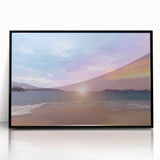 Large abstract wall art of Acapulco scenery in mid-century modernist style, framed in black acrylic.