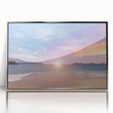 Mid-century modernist art of Acapulco scenery in muted earth tones, framed acrylic, suitable for modern art wall decor.