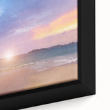 Extra large framed canvas featuring a textured depiction of Acapulco scenery in black with colorful accents.