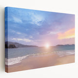 Panoramic view of Acapulco coastline on a stretched canvas, featuring vivid blue and green tones.