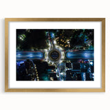 Extra large abstract art print of Mexico City, with textured detail in earthy tones on a gold-framed canvas.