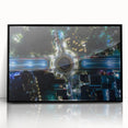 Large abstract wall art of Mexico City in muted earth tones on a framed acrylic, suitable for modern living room decor.