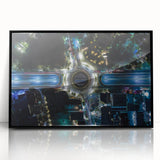 Large abstract wall art of Mexico City in muted earth tones on a framed acrylic, suitable for modern living room decor.
