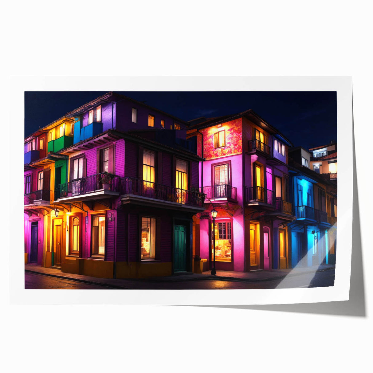 Rolled print of Guanajuato, Mexico scenery with vibrant colors and floral elements, ideal for art wall dining room.